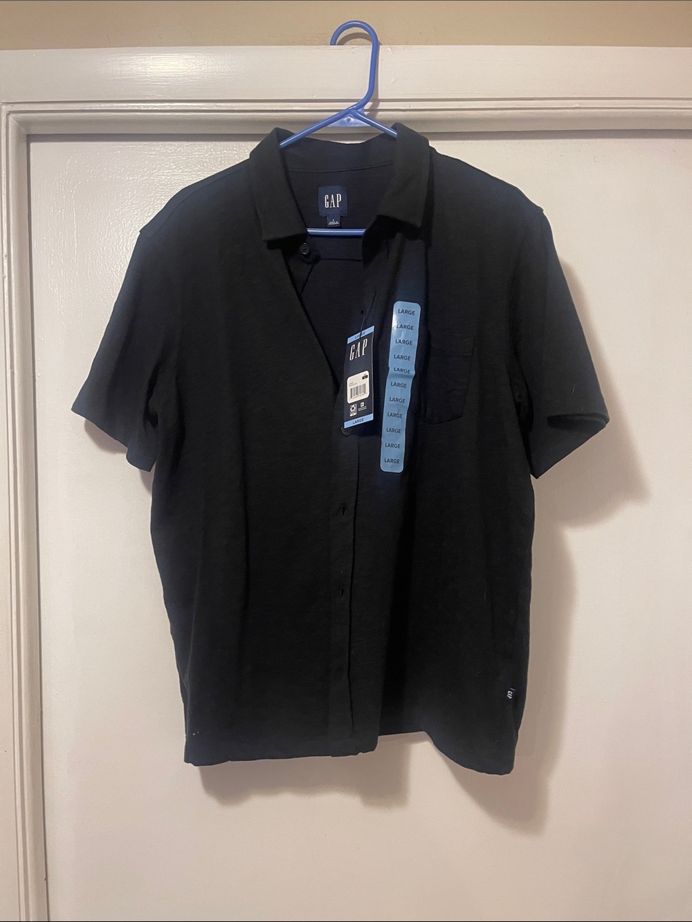 GAP Black Short-Sleeve Casual Button-Down Shirt NWT large